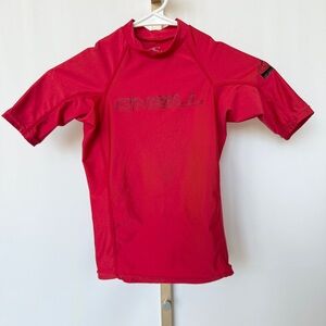 O'Neill Youth Rash Guard Shirt Red UPF 50+ Short Sleeve Size 10 Swimming Surf